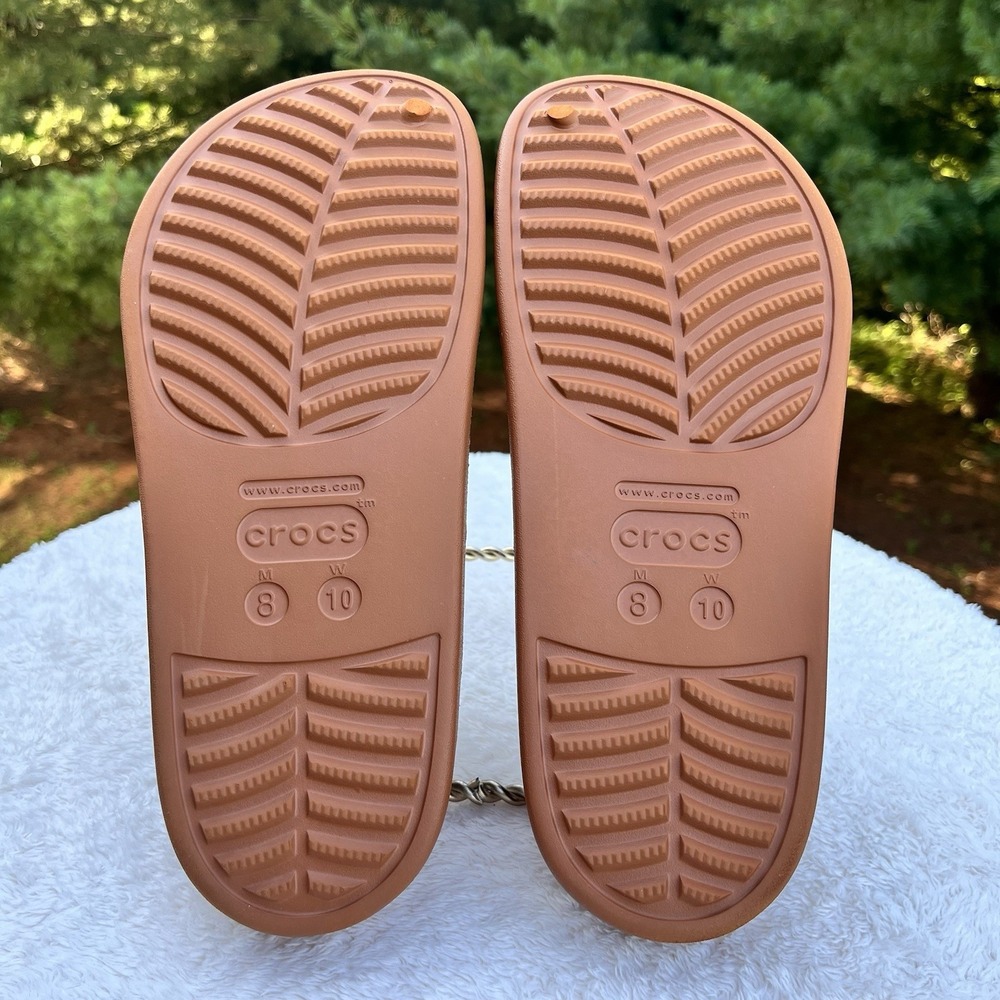 Crocs Dylan Clogs Women 10 | Men 8 Cognac Brown Boho Mules Slip On Waterproof - Picture 10 of 10